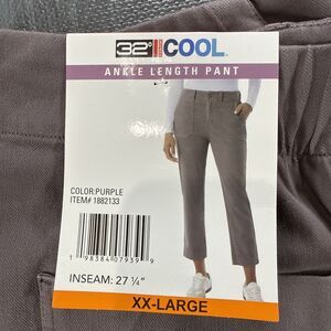 32 Degrees Cool Women's Stretch Twill Ankle Length Cropped Pant Purple XXL